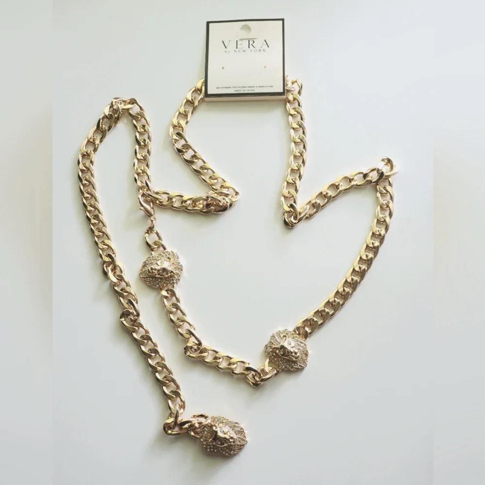 Lion Head Chain Belt - Curb Chain  Vintage Design